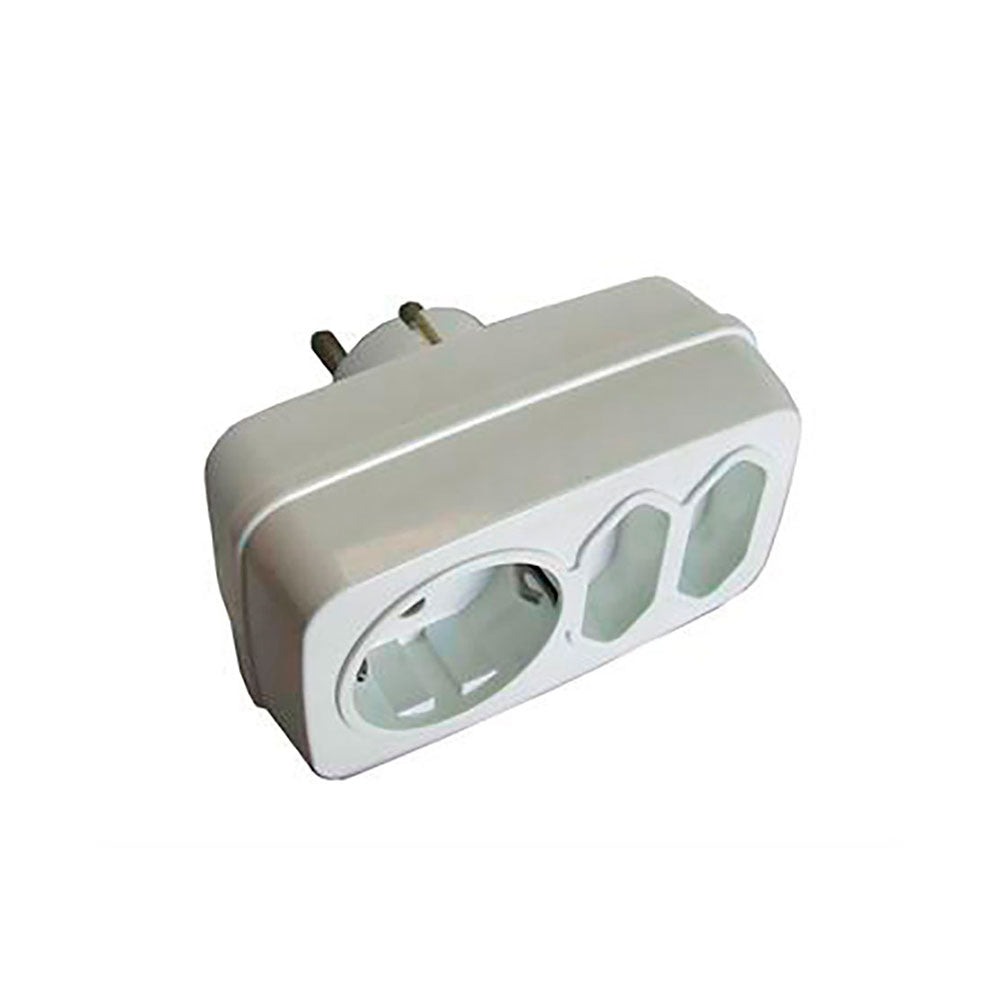 Multiconector misturado triplo: 2 x 2p (10 a) + 2p + t (16 a) 250 v branco (embalado em pelÃ­cula)_0