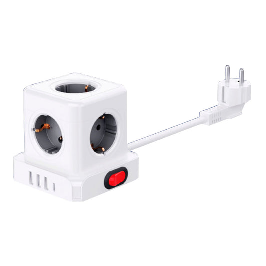 Base aÃ©rea 5 tomadas schuko 2p+t com interruptor 16 a 3680 w 250 v~ + 4 usb 3,1a (3 a+1 c), cabo de 1,5 m, branca_0