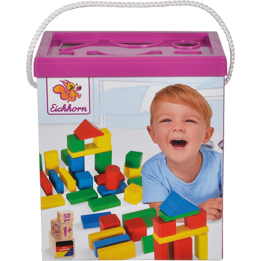 Jogo Educativo SIMBA Balde com 50 Blocos de Madeira > 1 ano idade
