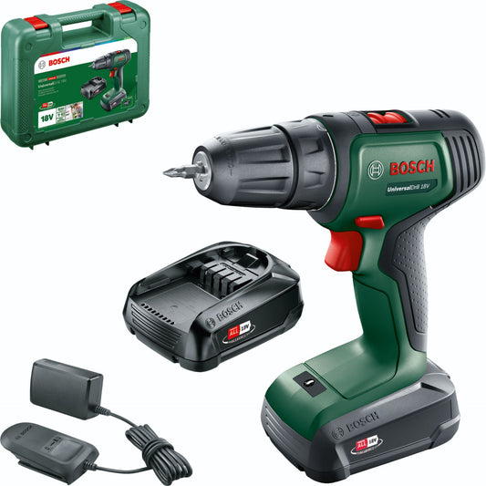 Berbequim Aparafusador Bosch UniversalDrill 18V com 2 Baterias 1,5 Ah, Carregador e Mala