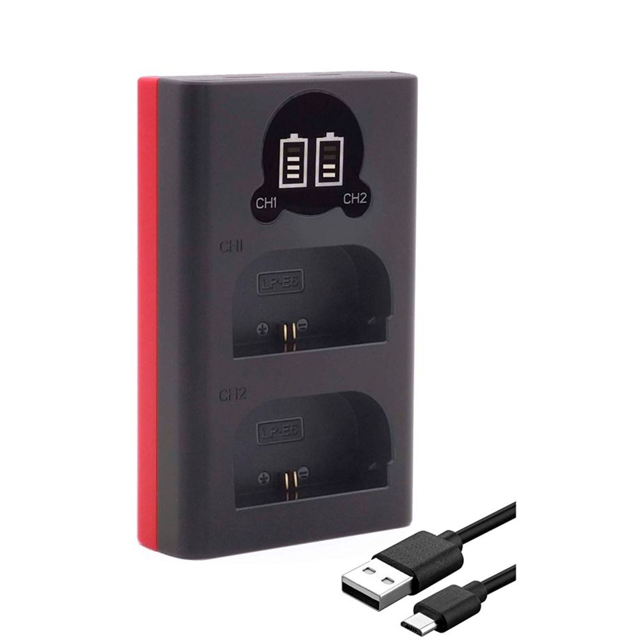 Carregador BAXXTAR LCD Dual para LP-E6 / Preto / BA-BAXXTAR-LCD-18092-1583_1
