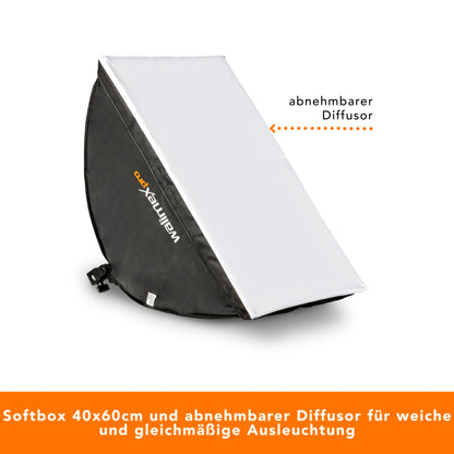 Softbox WALIMEX Pro LED 60W 40x60cm Bi color Kit 2