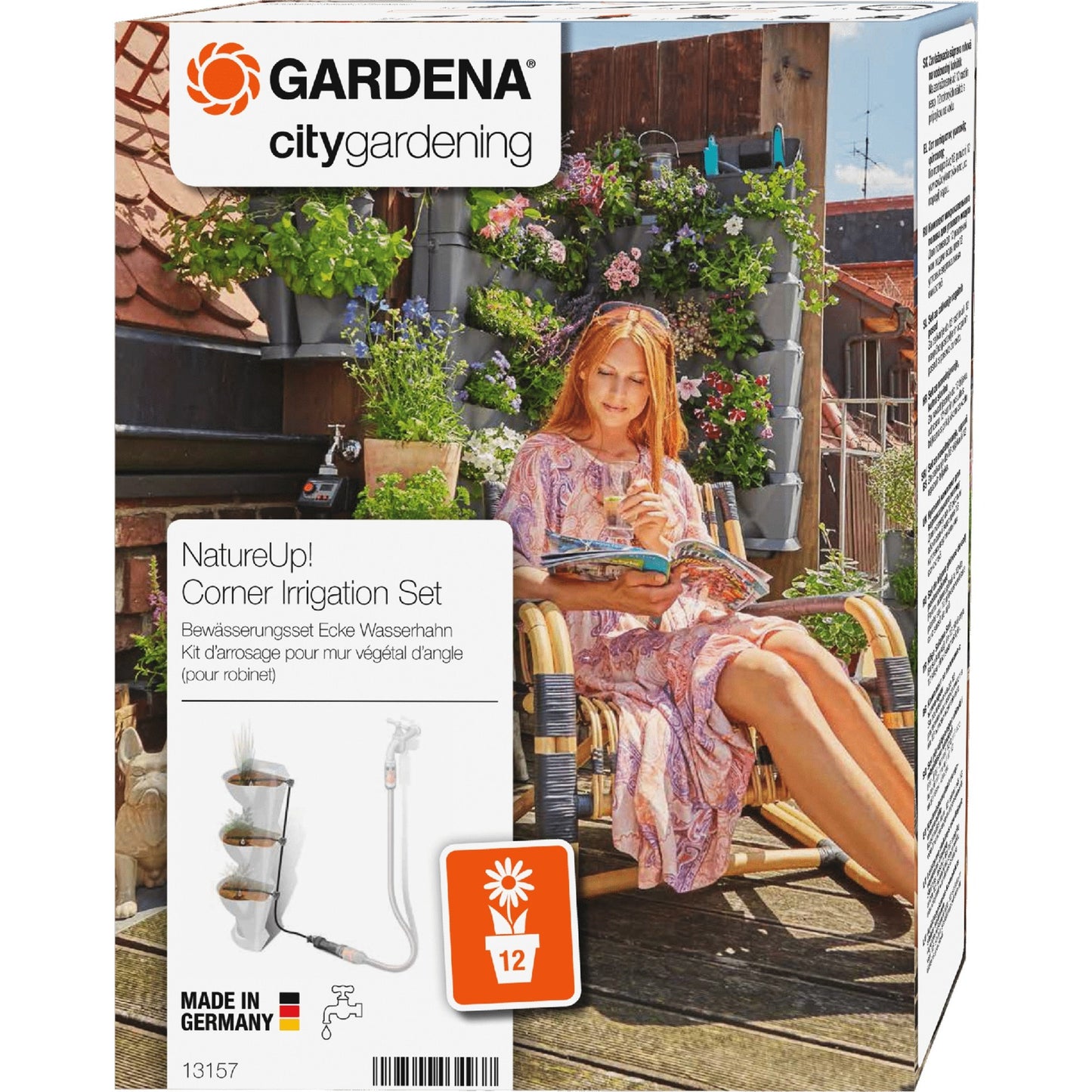 Rega Automática Gardena NatureUp! Torneira de canto: sistema de irrigação até 12 plantas Invisível (13157-20)