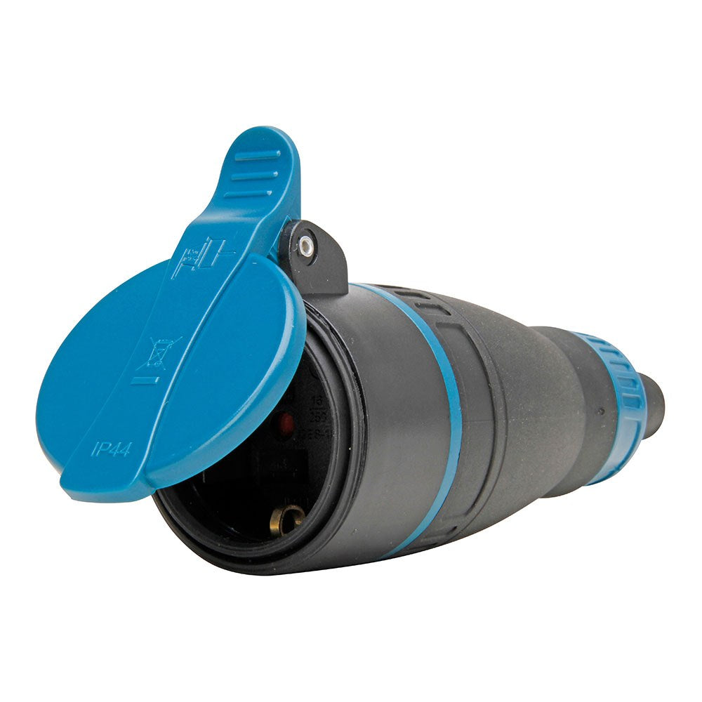 Ficha fÃªmea bipolar com t/t e tampa azul 16a 250 v, ip44, preta, mÃ¡x. 3 x 1,5 mmÂ²_0