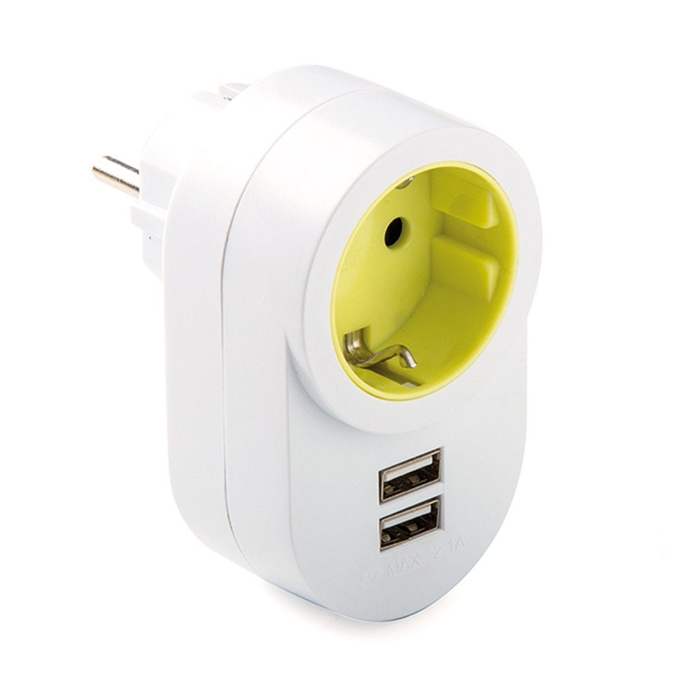 Adaptador com 1 tomada 2 p+t schuko com 2 usb-a 2.1 para 5 v branco, blister_0