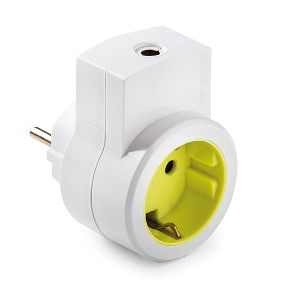 Adaptador com 1 tomada, 2 pinos e conector schuko, e cabo de saÃ­da de 16 a 250 v, branco, blister_0