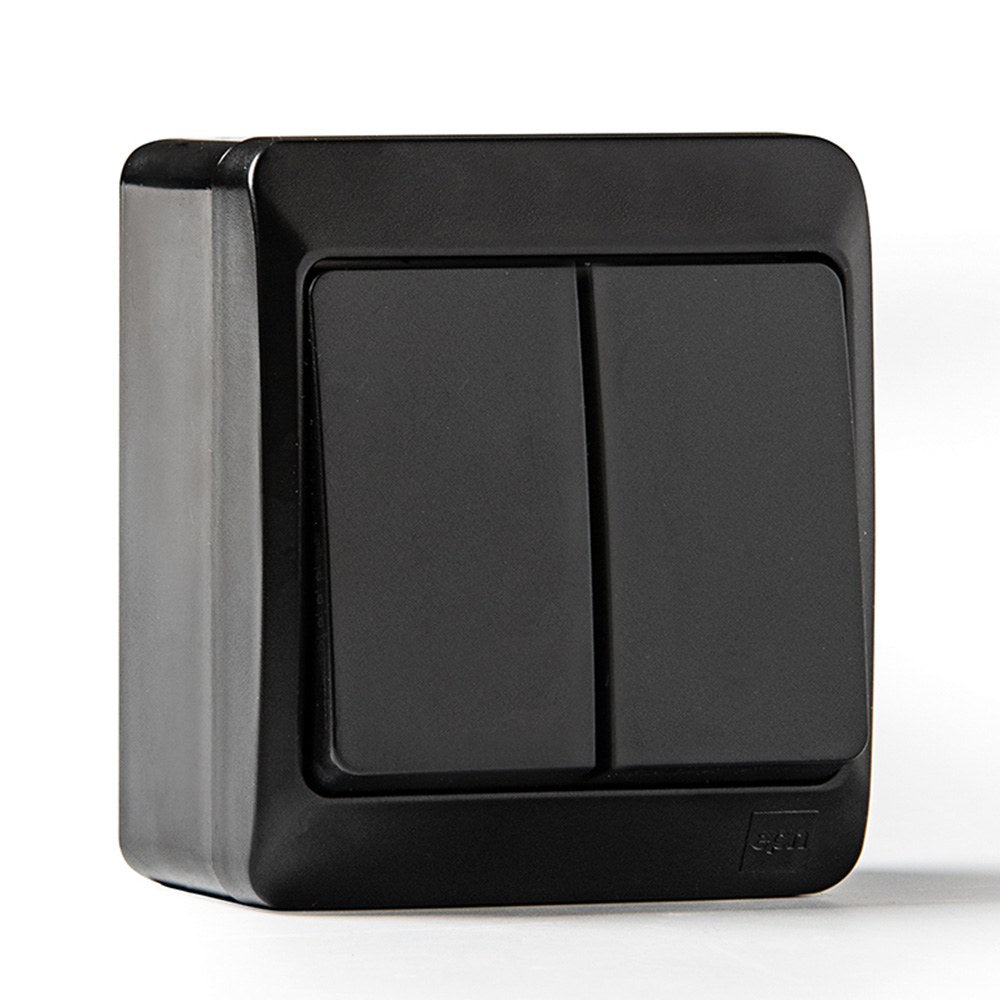 Comutador de escada duplo estanque ip44, 16a 250 v, preto, blister_0