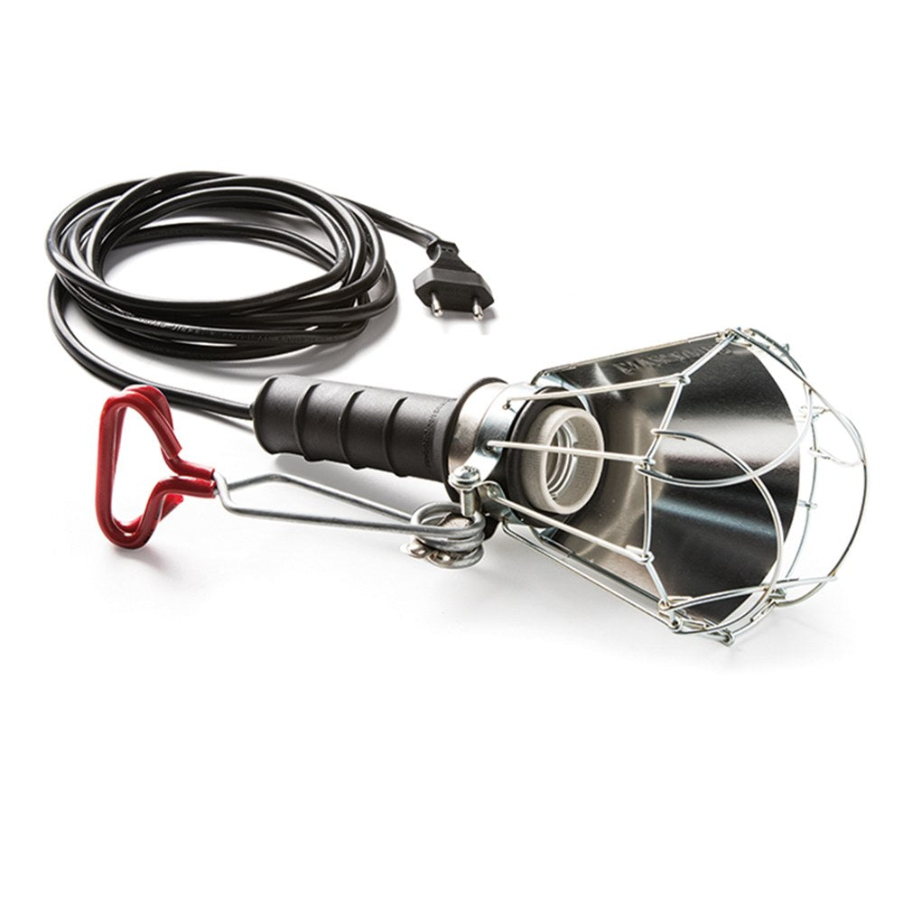 LÃ¢mpada portÃ¡til com pantalha 100 w 250 v e27, punho em borracha preto, cabo 5 m e pinÃ§a, em saco_0
