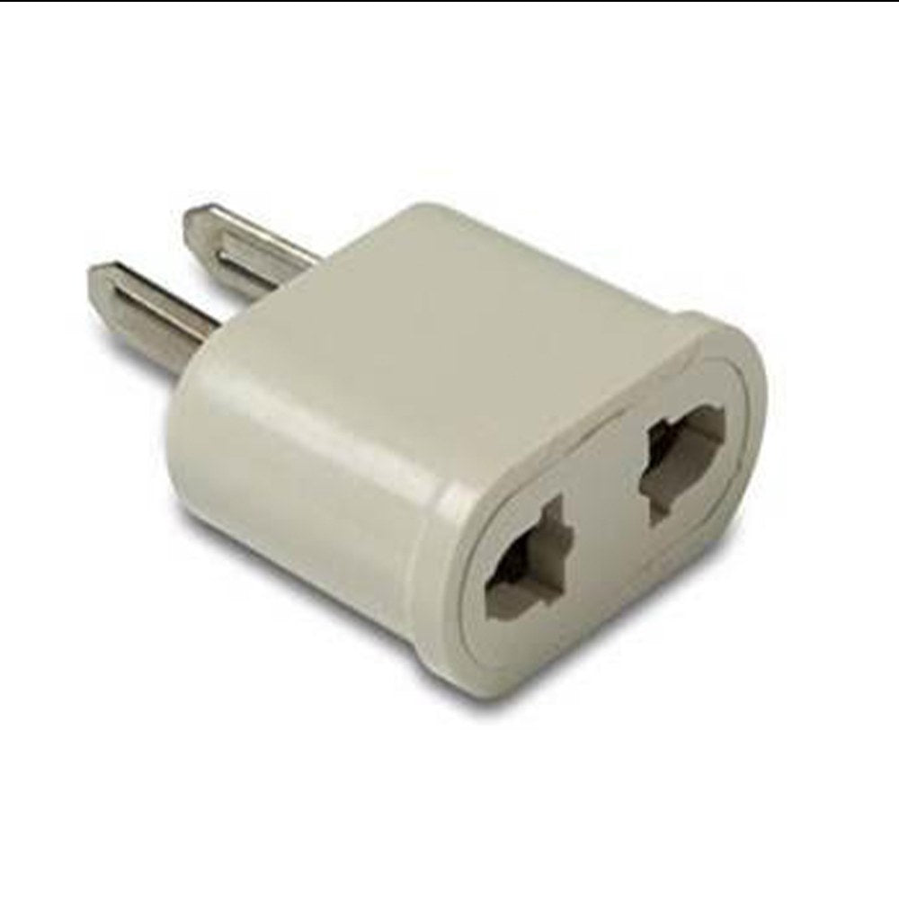 Adaptador americano - europeu, 10a 250 v, pinos planos, branco, retratilado_0