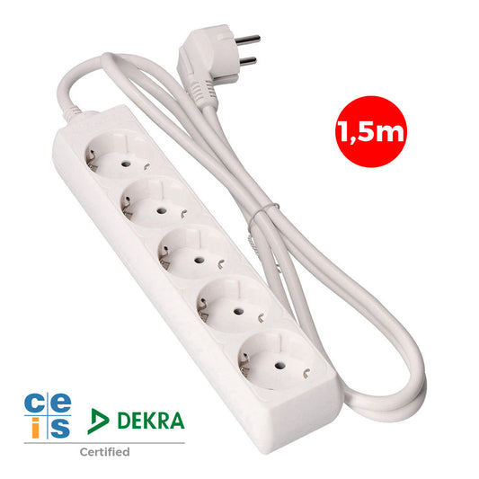 Cabo de extensÃ£o com 5 tomadas 2p+t, 16 a 250 v cabo h05vv-f 3g 1,5 m_0