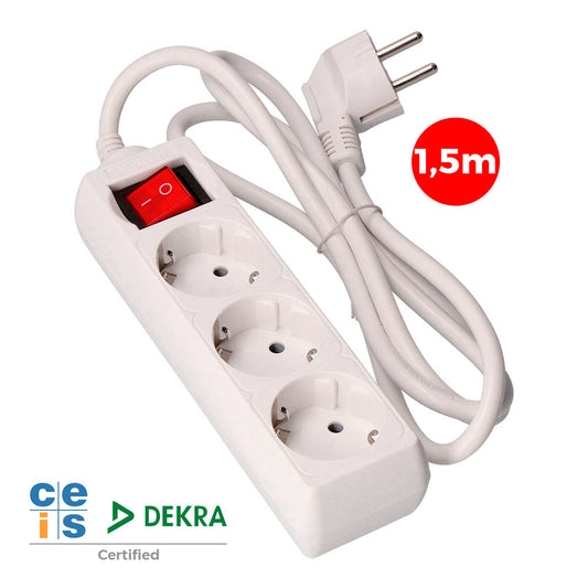 Extensor com 3 tomadas 2p+e, 16a 250v~ com interruptor luminoso, cabo 1,5 m h05vv-f 3g1,5mmÂ² branco_0