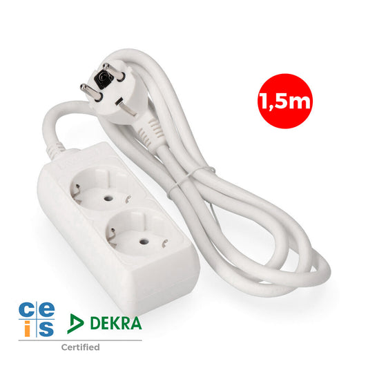 Cabo de extensÃ£o com 2 tomadas 2p+t, 16 a 250 v, cabo h05vv-f 3g, 1,5 m_0