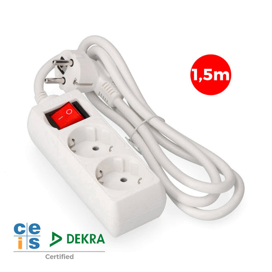 Extensor com 2 tomadas 2p+e, 16a 250v~ com interruptor luminoso, cabo 1,5 m h05vv-f 3g1,5mmÂ² branco_0