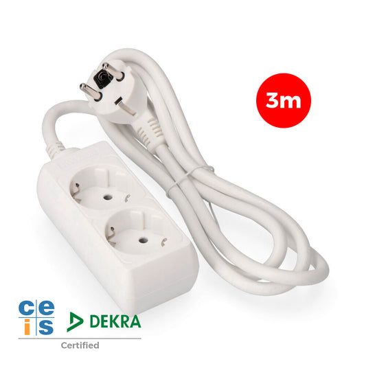 Cabo de extensÃ£o com 2 tomadas 2p+t, 16 a 250 v, cabo h05vv-f 3g, 3 m_0