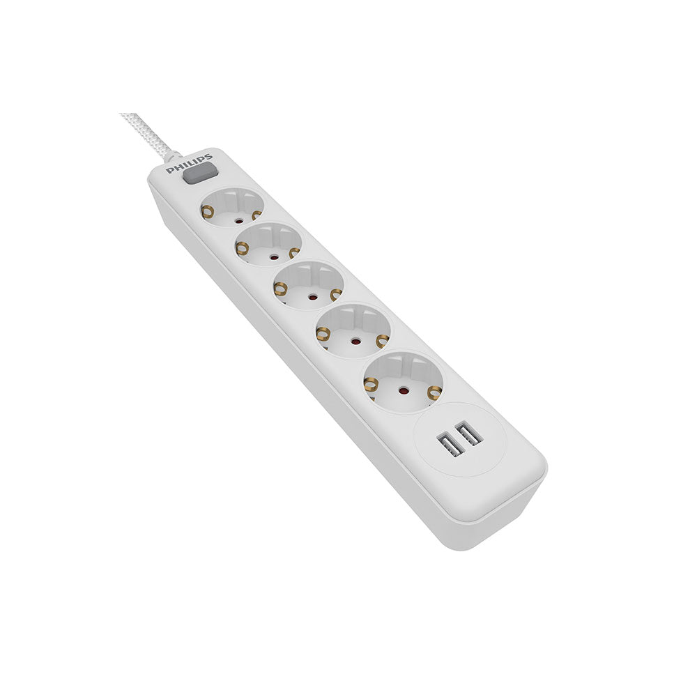 Armadura 5 tomadas + 2 entradas usb de 2,4a spn3052wa/10 philips_0