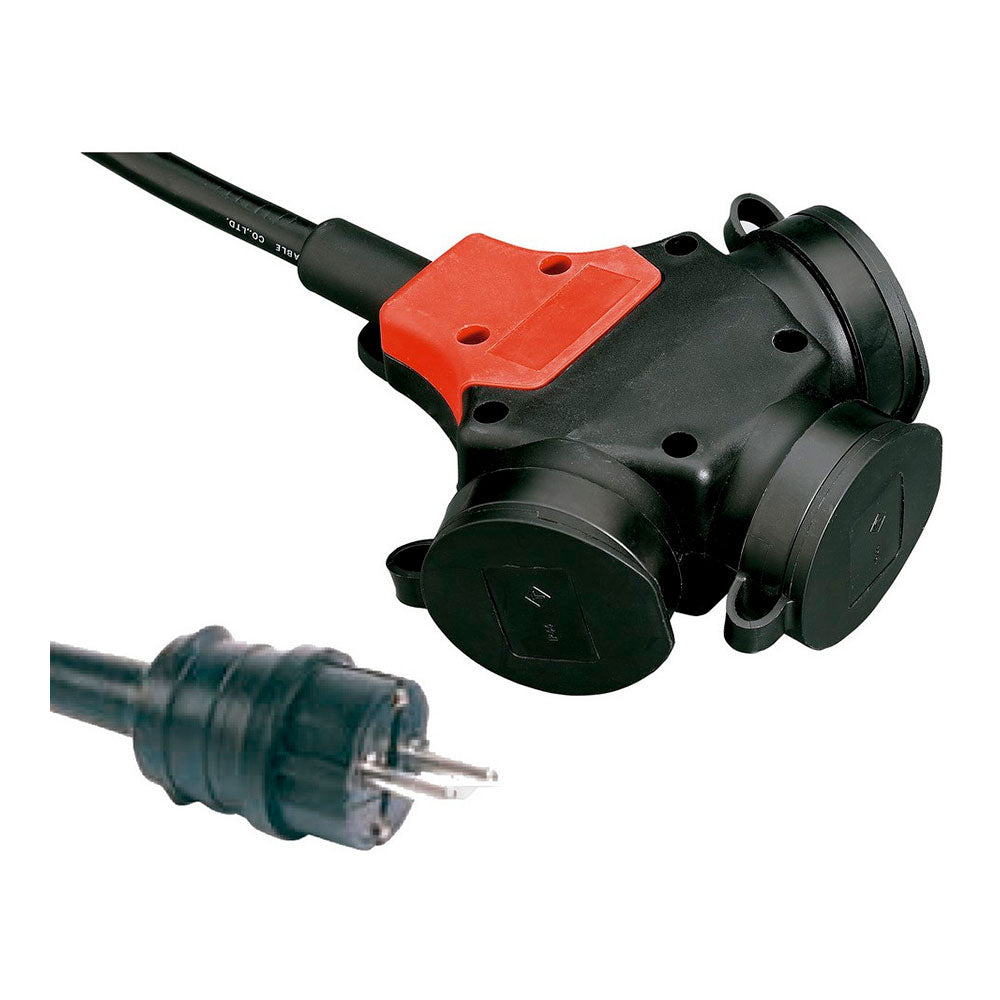 Adaptador mÃºltiplo schuko borracha ip44 2p+t 16 a 250 v~ 10 m cabo 3g2,5 mmÂ² preto_0