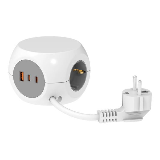 ExtensÃ£o combiball com 3 tomadas schuko 16 a + 1 usb a + 2 usb c, 30 w, branco_0