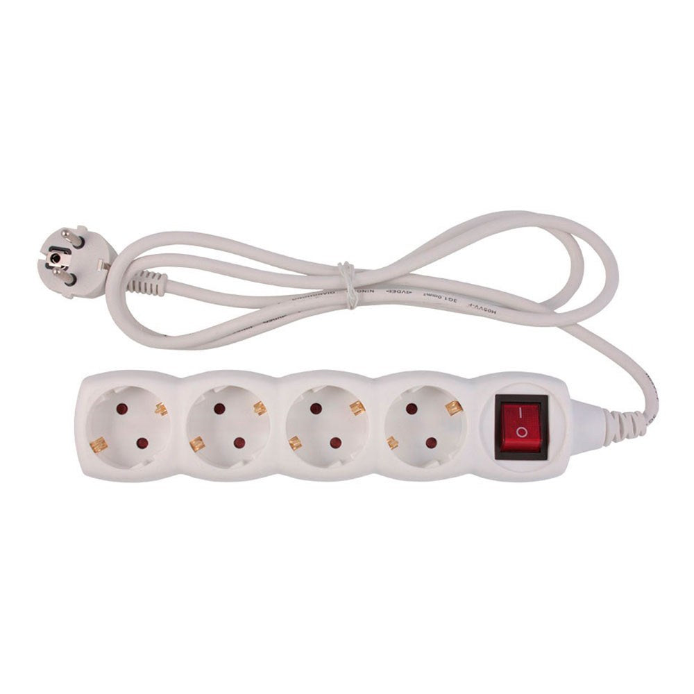 Base mÃºltipla, 4 tomadas, schuko 2p+t, 16 a 250 v~, 1,5 m cabo, com interruptor, branca, basic line, blister_0
