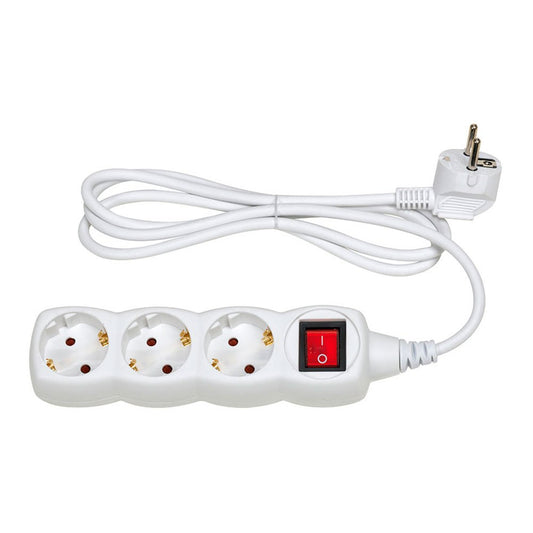 Base mÃºltipla, 3 tomadas, schuko 2p+t, 16 a 250 v~, 1,5 m cabo, com interruptor, branca, basic line, blister_0