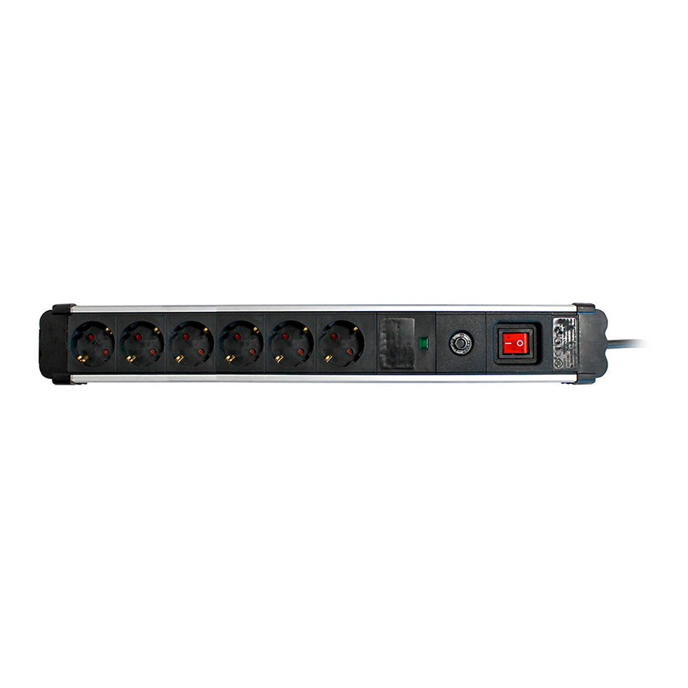 Base mÃºltipla, 6 tomadas, schuko 2p+t, 16 a 250 v~, 1,5 m cabo, com interruptor e prot. sobretensÃµes, alumÃ­nio_0