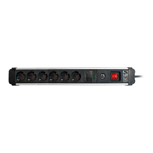 Base mÃºltipla, 6 tomadas, schuko 2p+t, 16 a 250 v~, 1,5 m cabo, com interruptor e prot. sobretensÃµes, alumÃ­nio_0