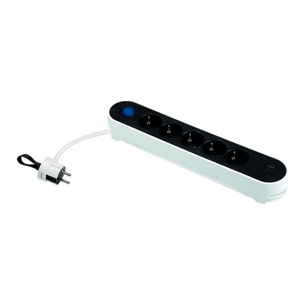 Base mÃºltipla, 5 tomadas schuko 2p+t, 2 usb a/c, 16 a 250 v~, 1,4 m cabo, com interruptor de pÃ©, bicolor, blister_0