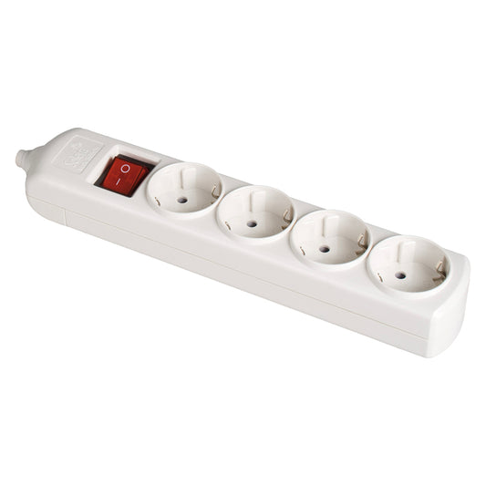Tomada de superfÃ­cie bipolar com 4 tomadas com t/tl 10/16a 250v cor branco + interruptor luminoso_0