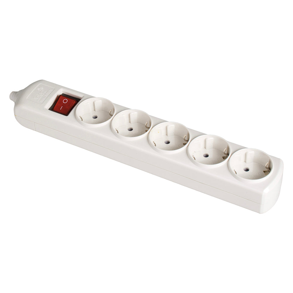 Tomada de superfÃ­cie bipolar com 5 tomadas com t/tl 10/16a 250v cor branco + interruptor luminoso_0