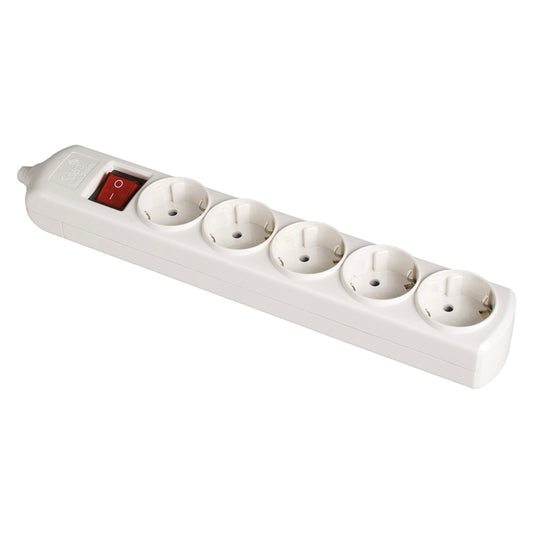 Tomada de superfÃ­cie bipolar com 5 tomadas com t/tl 10/16a 250v cor branco + interruptor luminoso_0