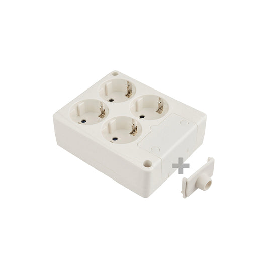 Tomada de superfÃ­cie bipolar com 4 tomadas t/tl 10/16a 250v quadrado cor branco_0