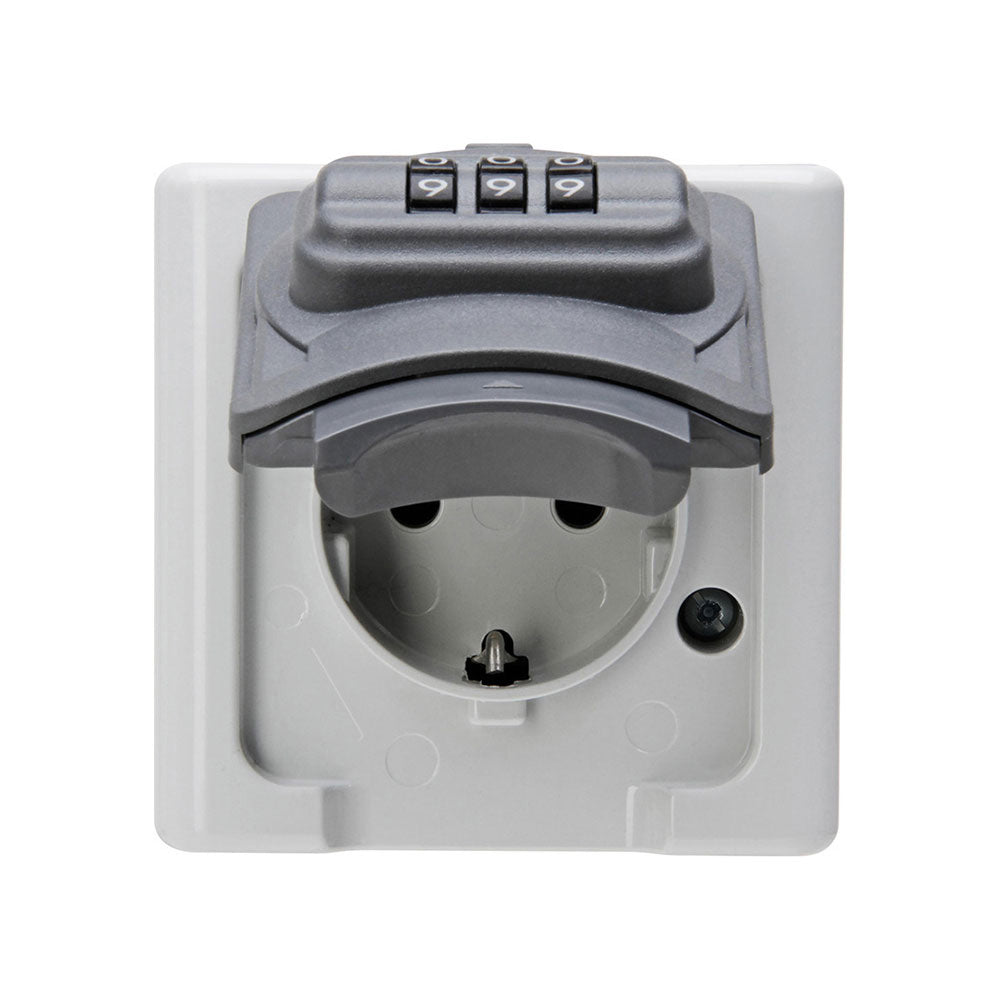 Base fixa 2p+e tipo f superfÃ­cie cinzenta 16a 250v~ com fechadura combinada_0