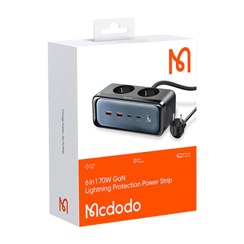 Power strip with 2 outlets 6in1, 2x USB-C, 2x USB-A Mcdodo CH-4610, EU (black)_3