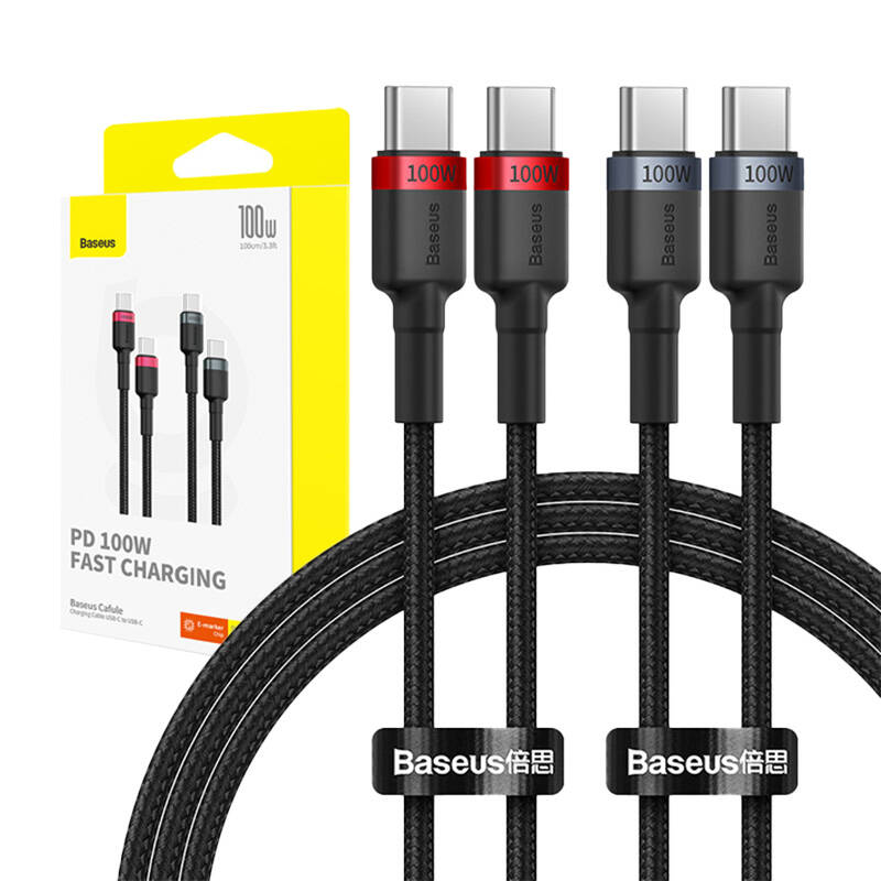 Baseus Cafule USB-C / USB-C cable 100W 1 m - red-black and black-gray (2 pcs.)_19