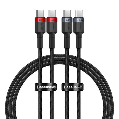 Cable Baseus Cafule USB-C to USB-C 100W,1m, 2psc (Red Black, Grey Black)_0
