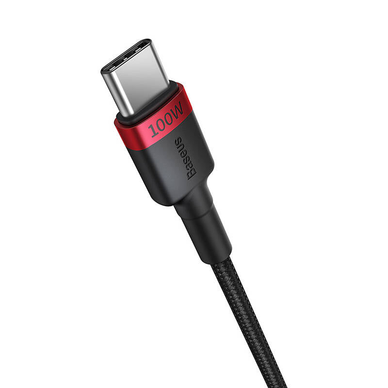 Cable Baseus Cafule USB-C to USB-C 100W,1m, 2psc (Red Black, Grey Black)_2