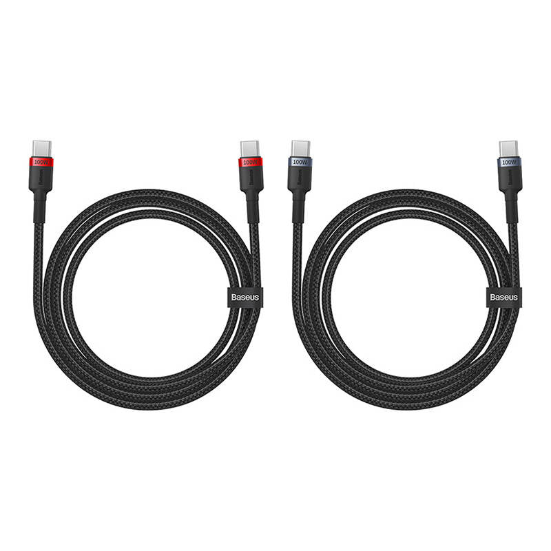 Cable Baseus Cafule USB-C to USB-C 100W,1m, 2psc (Red Black, Grey Black)_4