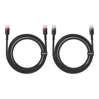 Cable Baseus Cafule USB-C to USB-C 100W,1m, 2psc (Red Black, Grey Black)_4