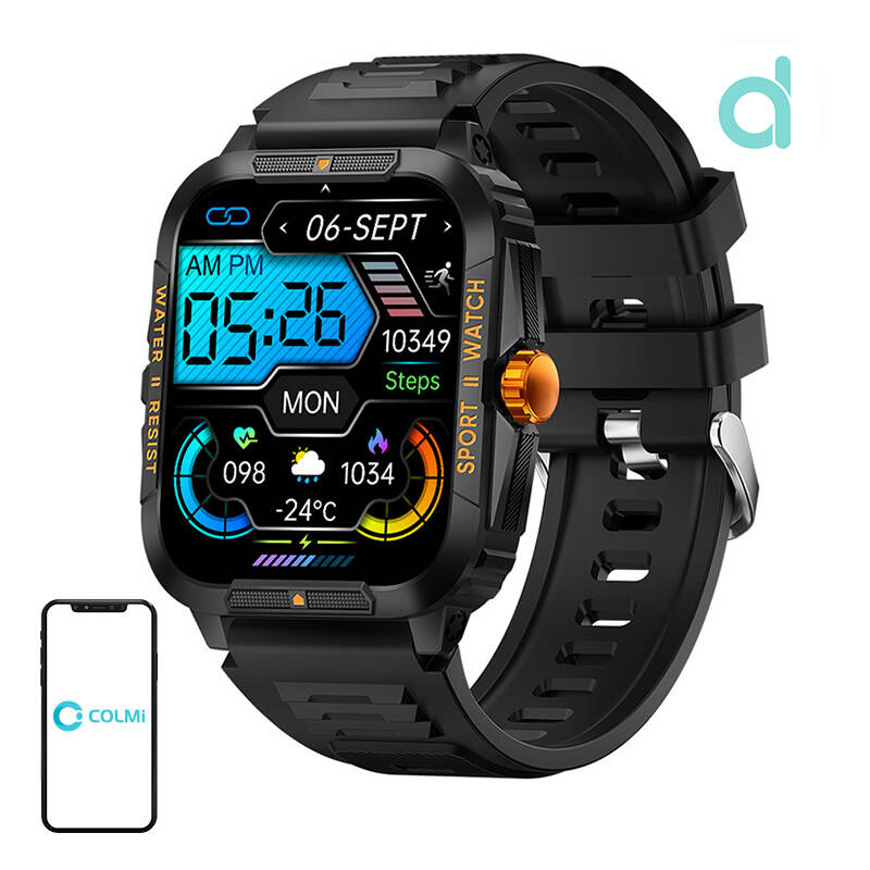 Colmi P76 smartwatch (black and orange)_0