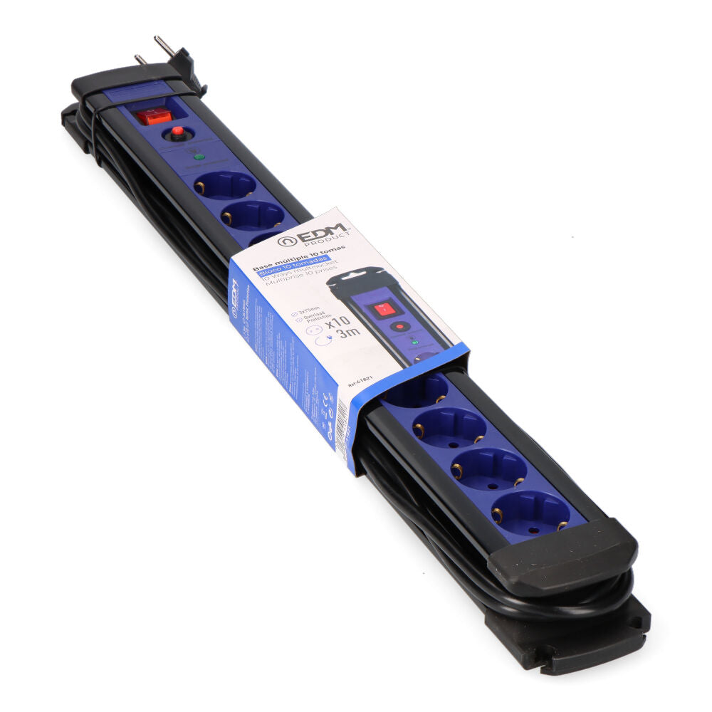 ExtensÃ£o com 10 tomadas com proteÃ§Ã£o + interruptor 3m_0