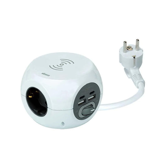 Combiball mÃºltipla base carregamento sem fio + 3 tomadas (2pt+t) + 2 usb a + 2 usb c. branco_0