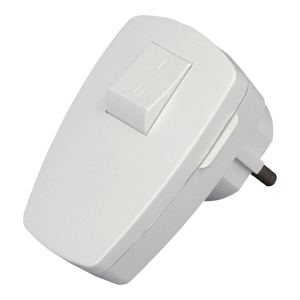 Plug Ã¢ngulo branco 2p+e com interruptor 3x1,5mm 16a. kopp_0
