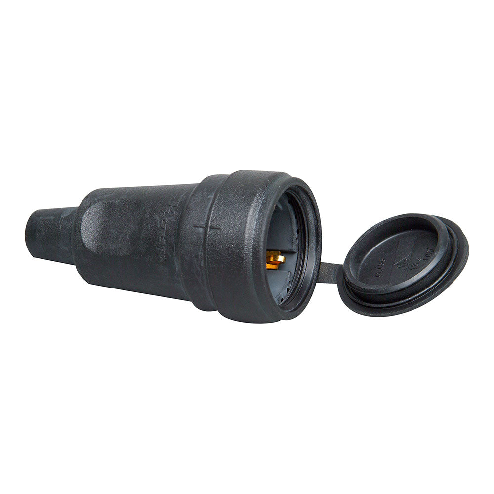 Base ar de borracha 2p+e com tampa, 16a 230v, preta kopp_0