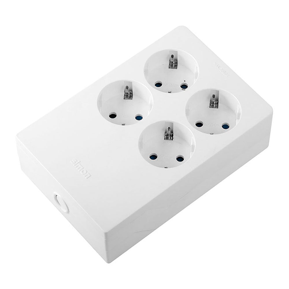Base mÃºltipla com 4 tomadas, schuko 2p+t, 16a 250v~, multifix, branca, blister_0