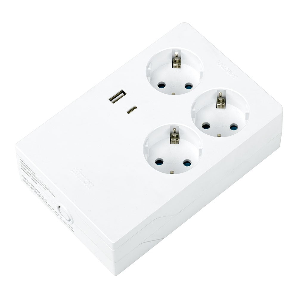 Base mÃºltipla 3 tomadas + 2 usb a/c, schuko 2p+t, 16a 250v~, multifix, branca, blister_0