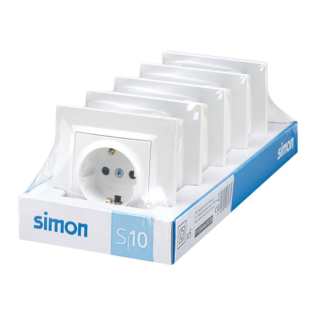 Tomada de encastrar, schuko 2p+t, 16a 250v~, s10, branco, 5 un._0