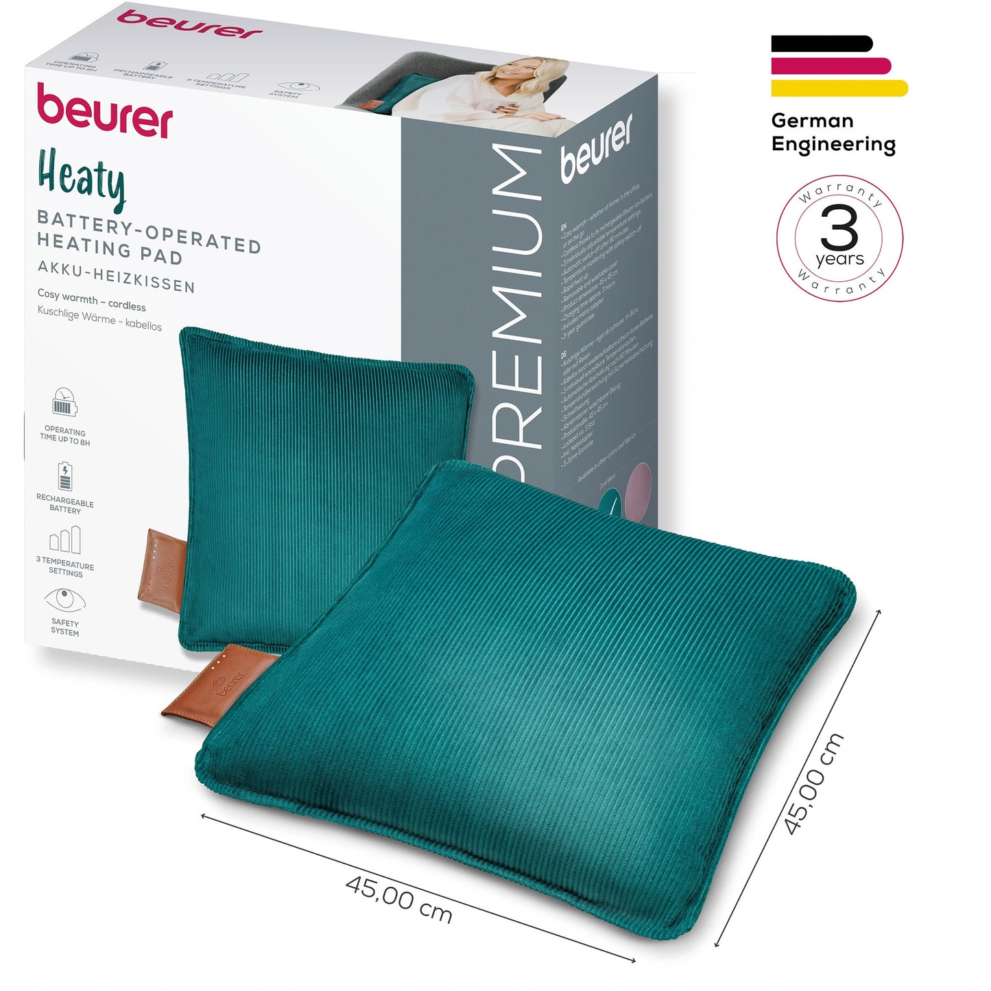 Almofada Elétrica Beurer HK 77 Heaty Celestial Green Sem Fios