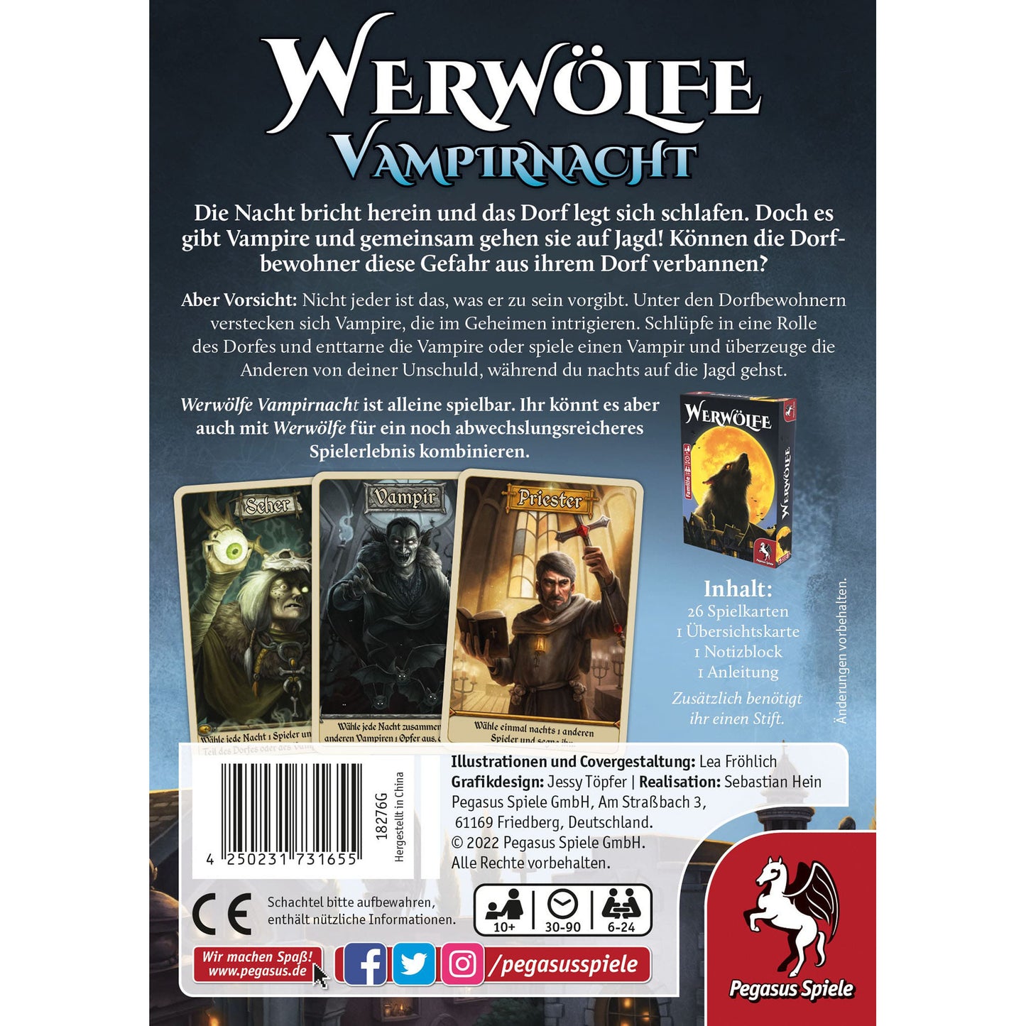 Jogo de Cartas Pegasus Werewolves – Vampire Night Alemão 5-24 Jogadores