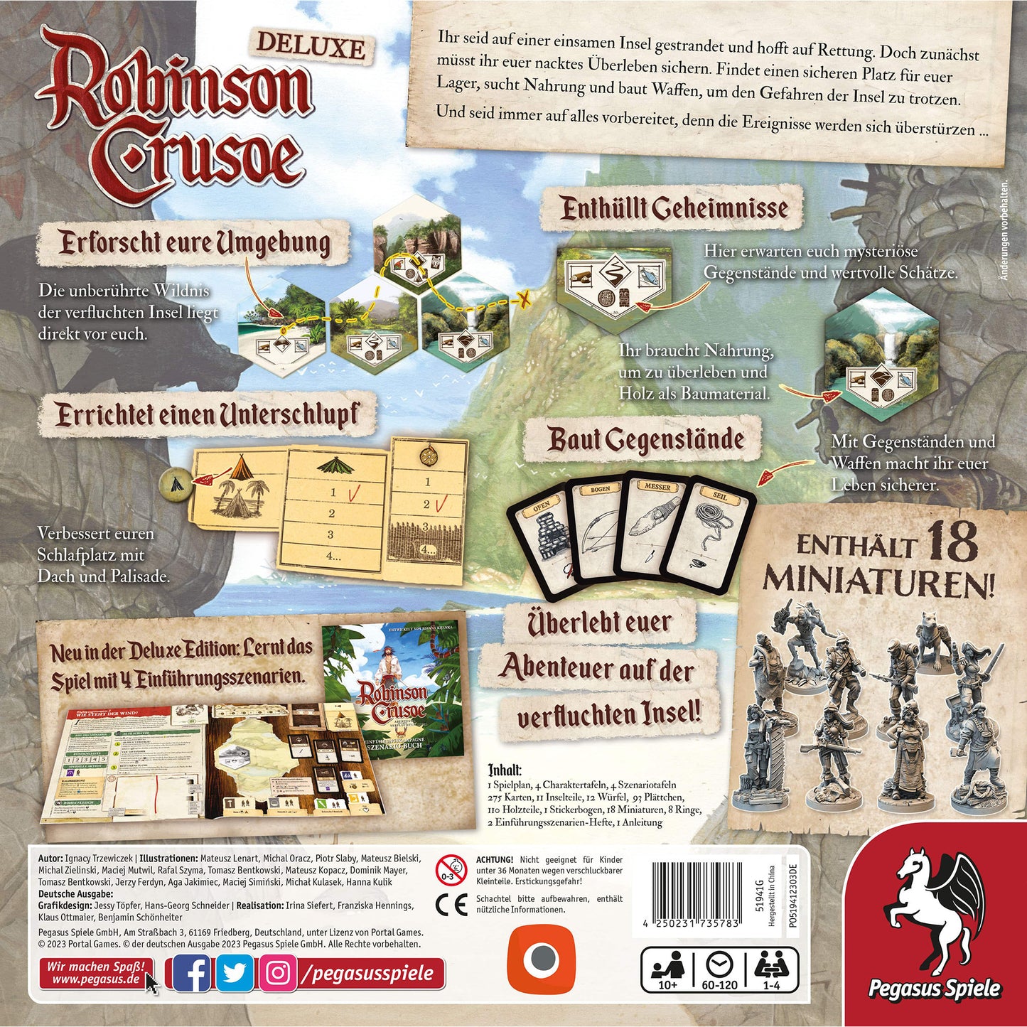 Jogo de Tabuleiro Pegasus Robinson Crusoe Deluxe Edition 1-4 Jogadores Alemão