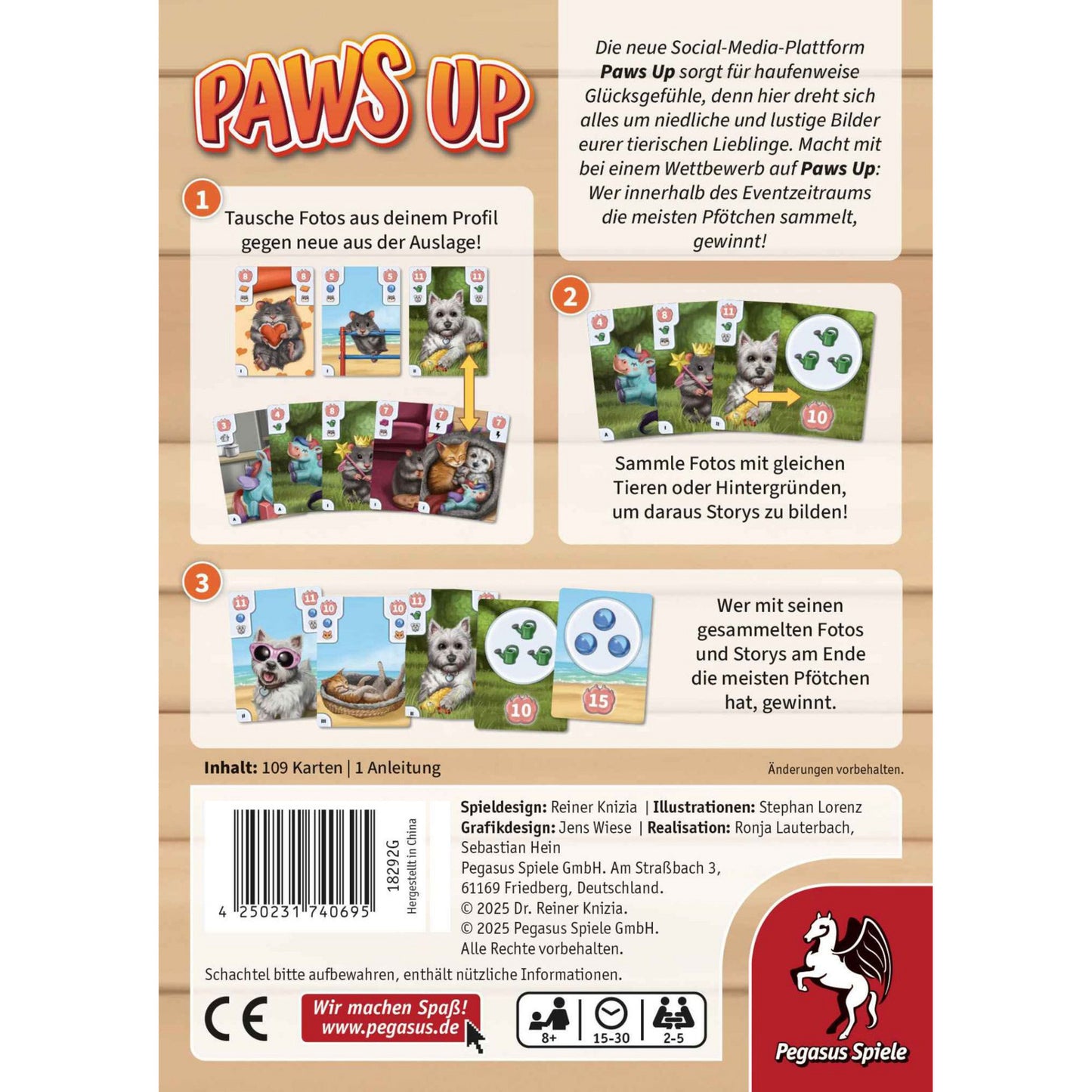 Jogo de Cartas Pegasus Paws Up Familiar 2-5 Jogadores