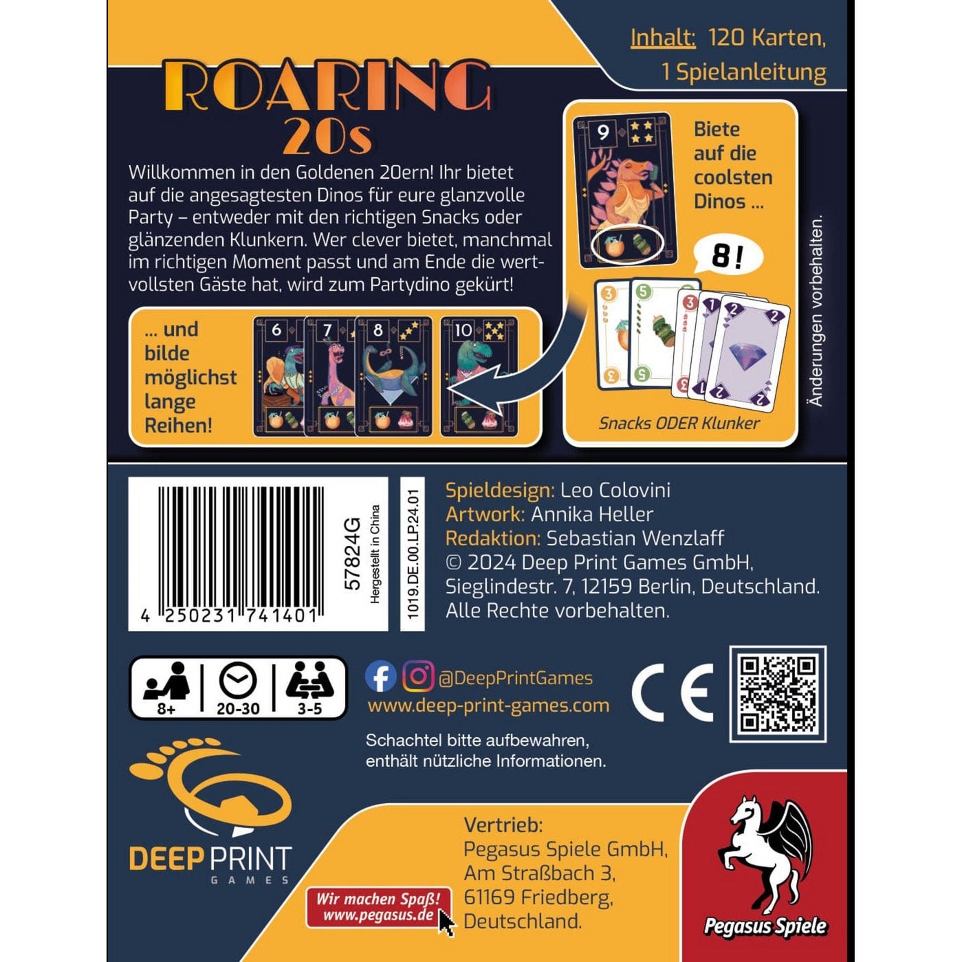 Jogo de Cartas Pegasus Roaring 20s 3-5 Jogadores 8+